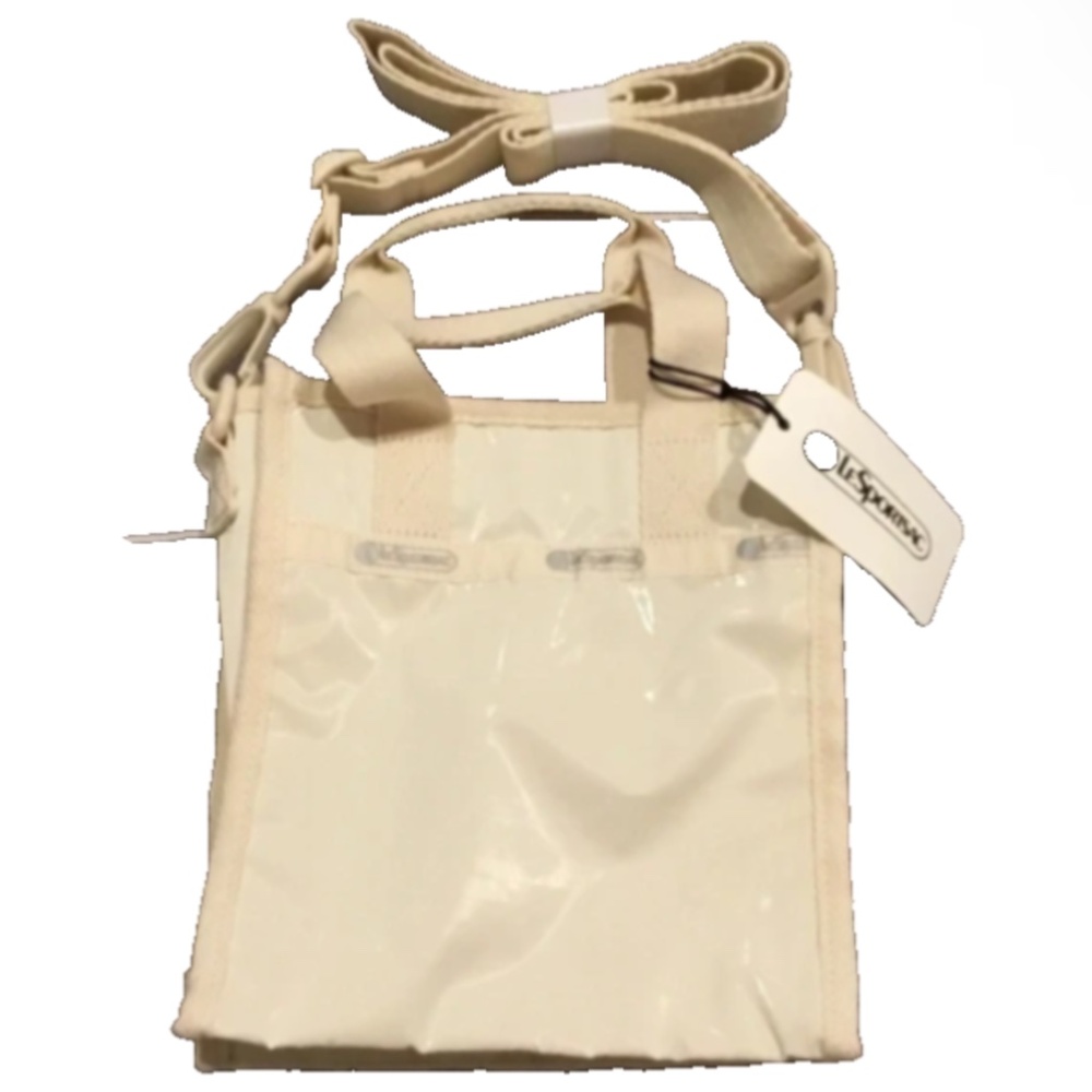 NWT LeSportsac Mini N/S Tote Pearl Shine Ivory White Day Bag